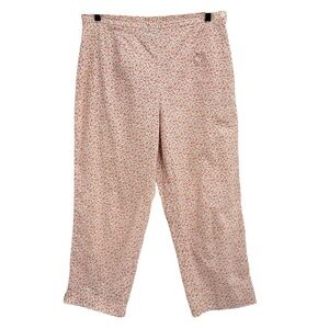 VTG Territories Floral Print Cropped Capri Pants Size 10 Pink Orange Ditsy 90s